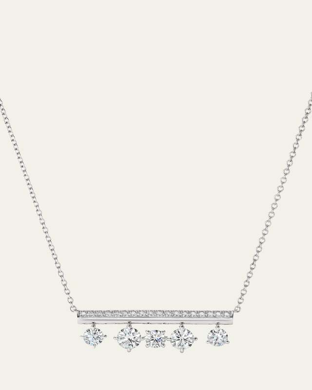 18K Gold Barre Floating Diamond Pave Necklace